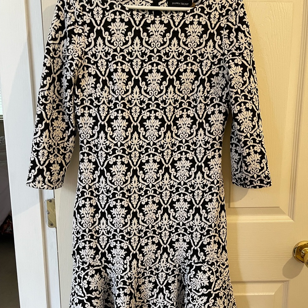 2/$50 final sale Ivanka Trump Monochrome Ornate Dress